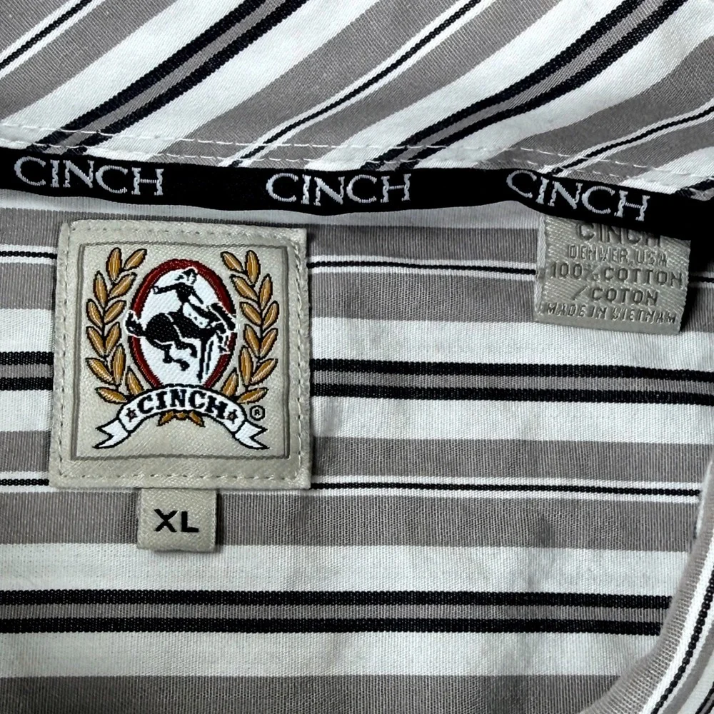 Cinch Men Shirt XL Long Sleeve Striped Button Down Western Cowboy Rodeo Gorpcore - Picture 6 of 6